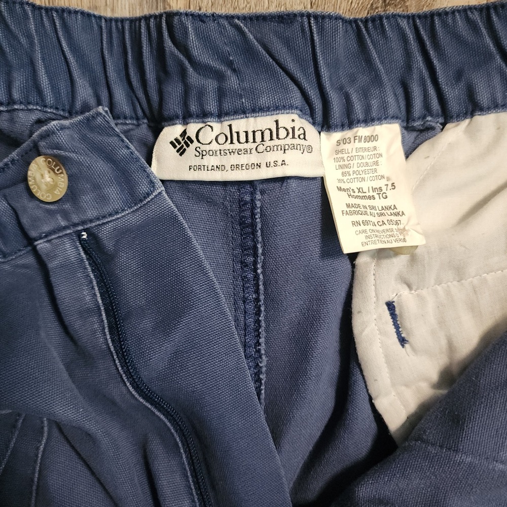 Columbia PFG Cargo Shorts Mens XL Blue 7.5 Inseam Cotton Fishing Shorts - Picture 2 of 8